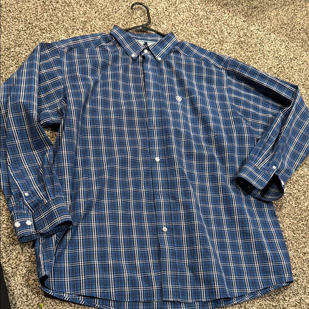 Ariat Blue Plaid Dress Shirt Long Sleeve